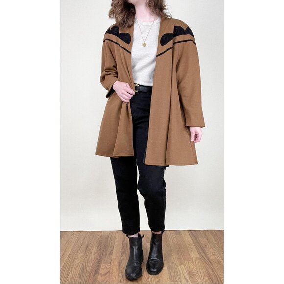 Vintage Wool Oversized Jacket Coat Tench Peacoat Preppy Eclectic Grandma 80s 90s - Picture 7 of 11